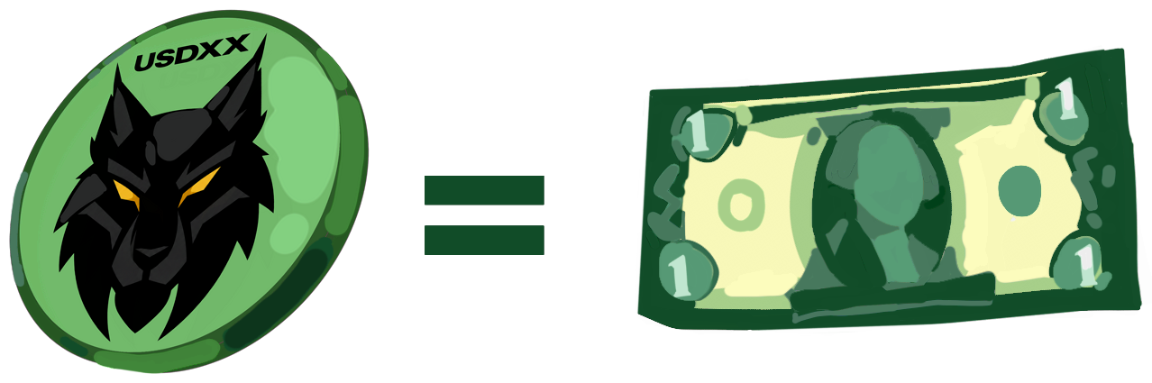 A green USDXX lynx coin equals one US dollar